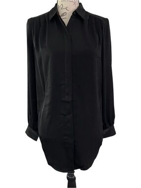 NWT Express Hidden Button Tunic Length Portofino Shirt Black XS